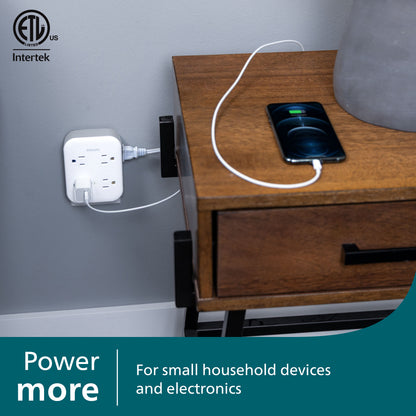 Philips All-in-One 4 Grounded plus 4 Polarized Outlet Surge Tap, 1140J, white/gray
