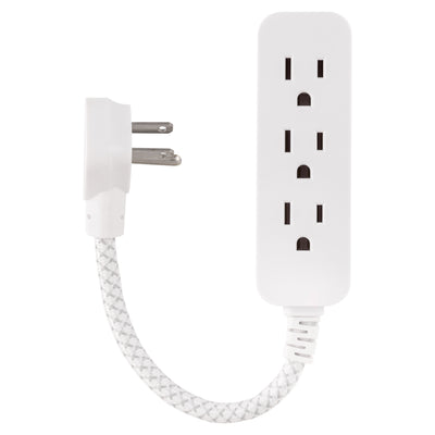 Philips 1 Ft Indoor Extension Cord with Surge Protection, 3-Outlet, Flat Plug, White