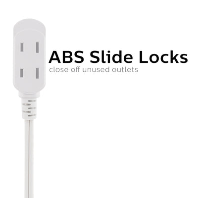 Philips 3-Outlet Polarized Extension Cord, 15ft., White