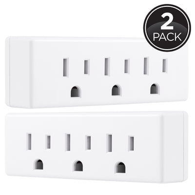 Philips Grounded 3-Outlet Tap, White, 2pk