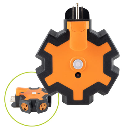Philips Heavy Duty 5-Outlet Grounded Outdoor Tap with Power Indicator Light and Hook, Orange