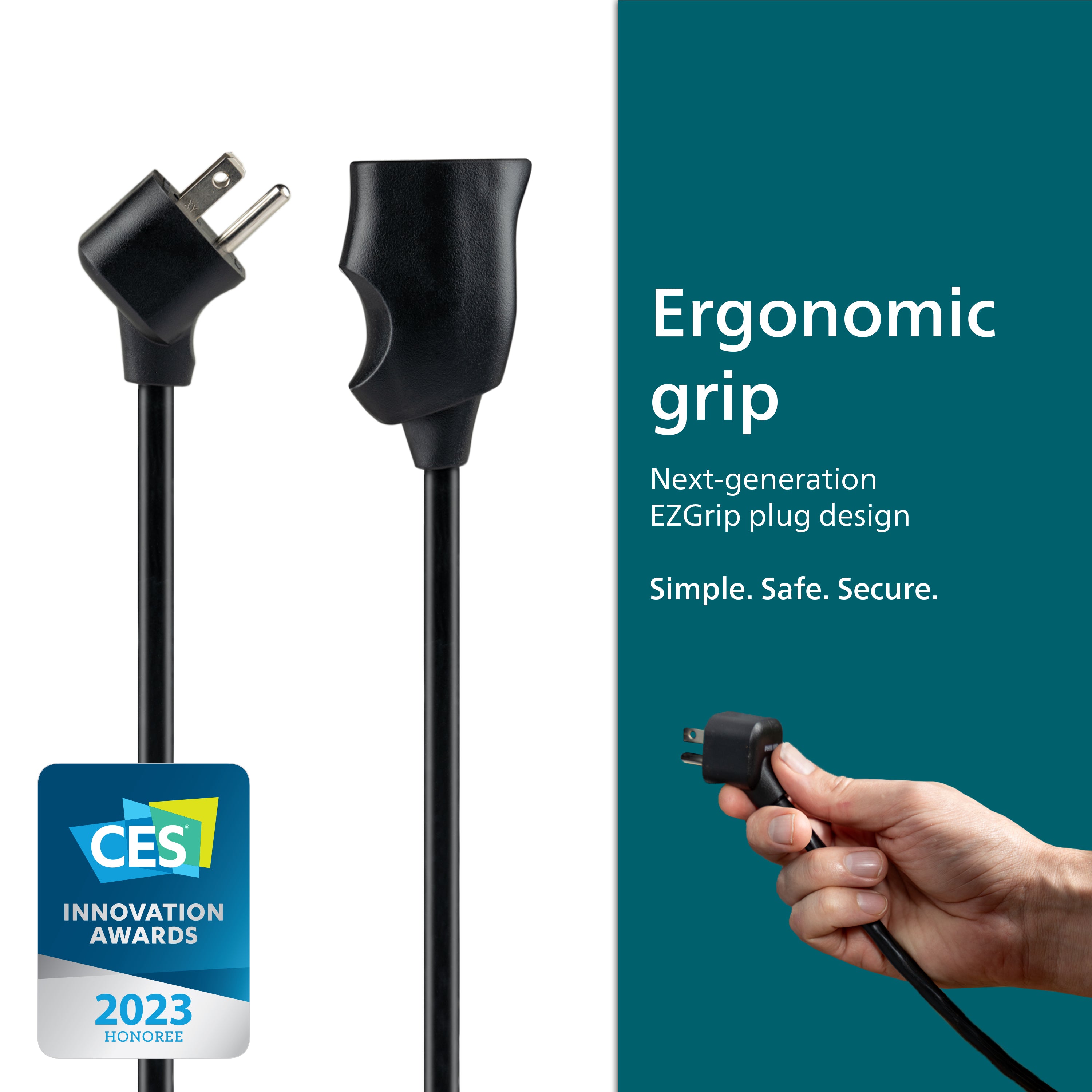 Philips EZGrip 1-Outlet Outdoor Extension Cord, 8 Ft, Black