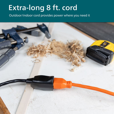 Philips EZGrip 1-Outlet Outdoor Extension Cord, 8 Ft, Black