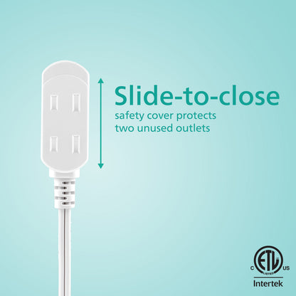 Philips 3-Outlet Polarized Extension Cord, 15ft., White 2 pack