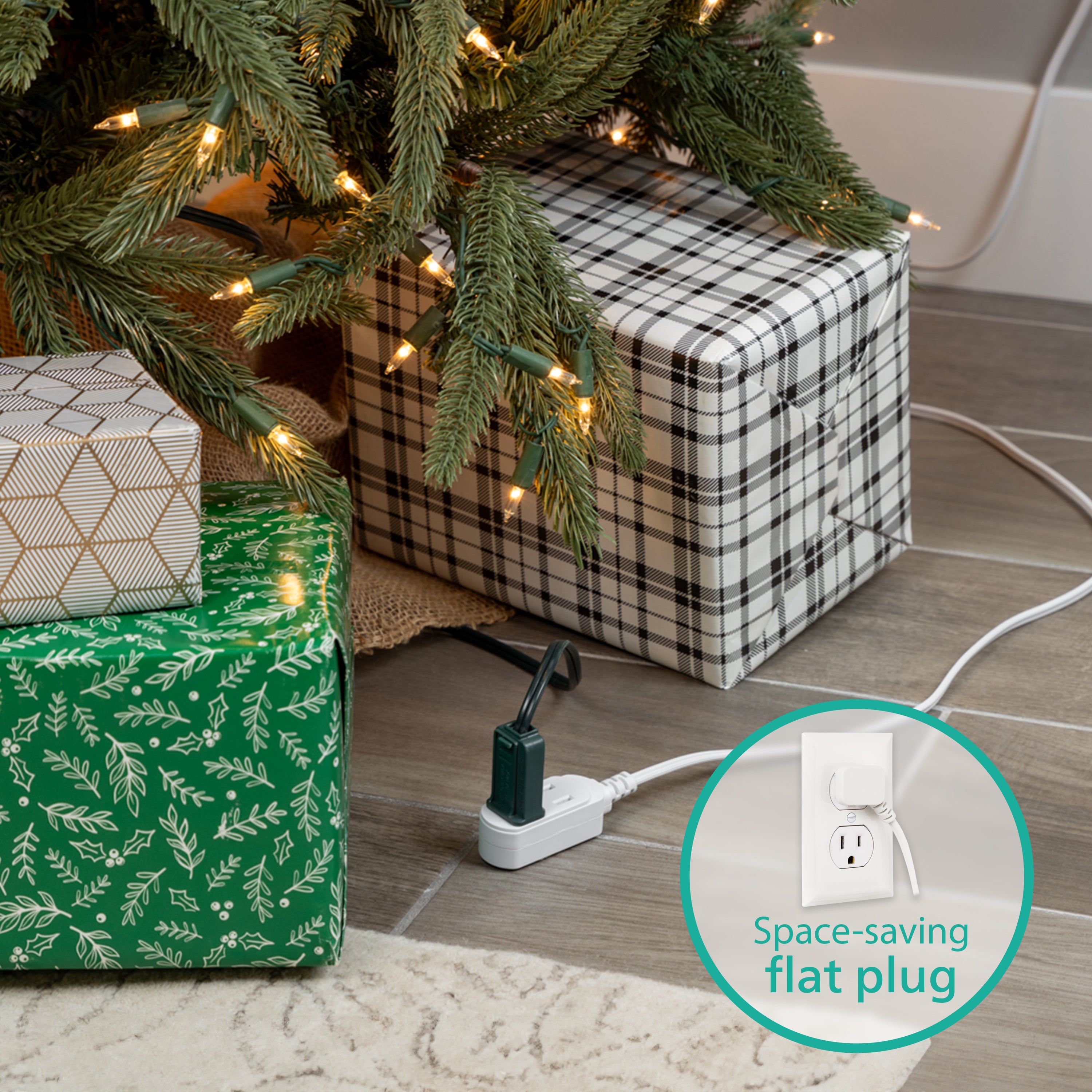 Philips 3-Outlet Polarized Extension Cord, 15ft., White 2 pack