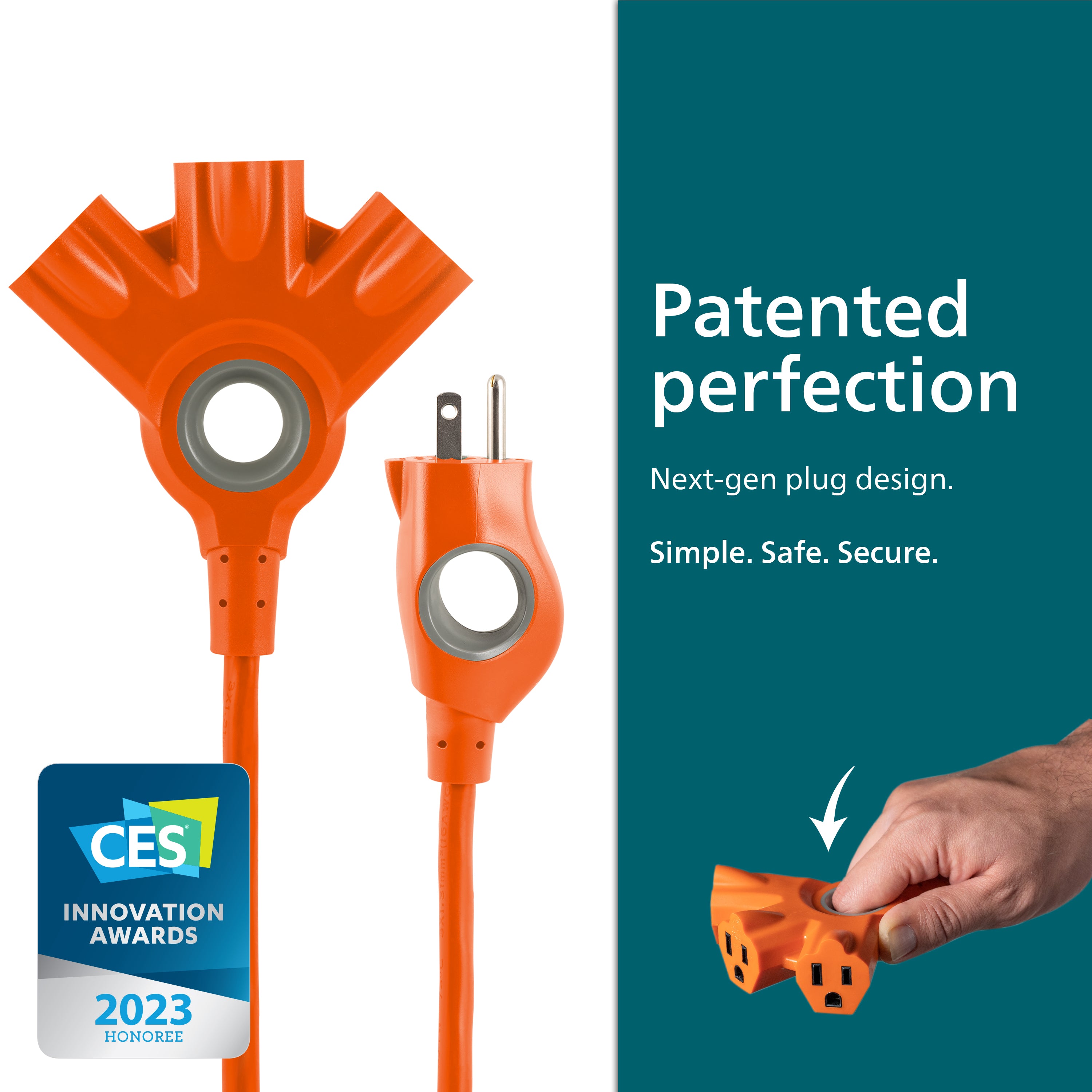 Philips EZGrip™ 3-Outlet 15ft. Indoor/Outdoor Extension Cord, Orange