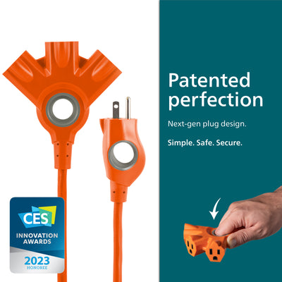 Philips EZGrip™ 3-Outlet 15ft. Indoor/Outdoor Extension Cord, Orange