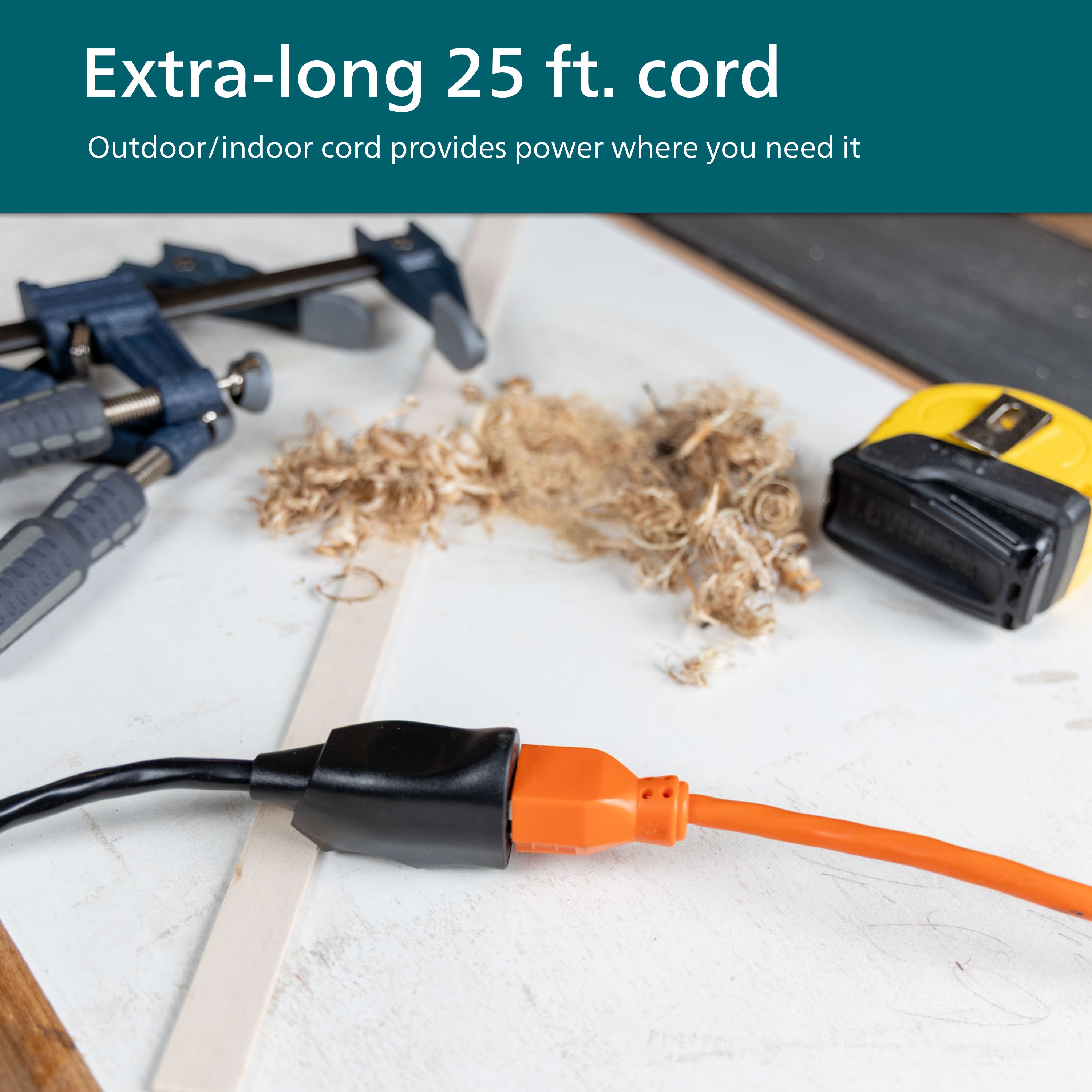 Philips EZGrip 1-Outlet Outdoor Extension Cord, 25 Ft, Black