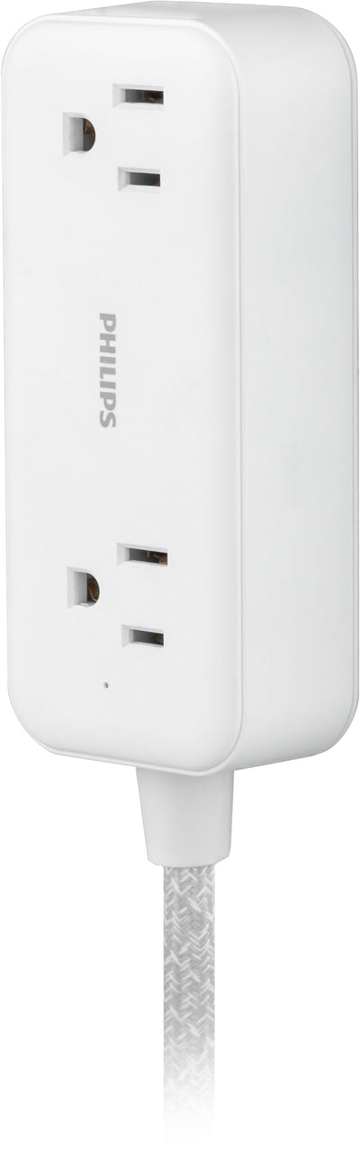 Philips 2-Outlet, 6 ft. USB-Charging Extension Cord, White/Gray