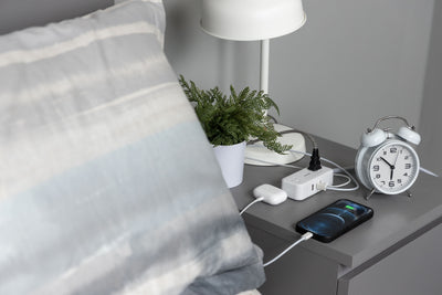 Philips 2-Outlet, 6 ft. USB-Charging Extension Cord, White/Gray