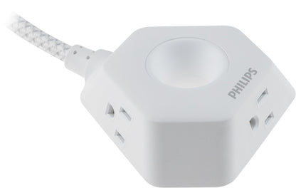 Philips EZGrip Indoor Extension Cord with Multiple 3 Prong Outlets, 4 Ft, White
