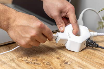 Philips EZGrip Indoor Extension Cord with Multiple 3 Prong Outlets, 4 Ft, White