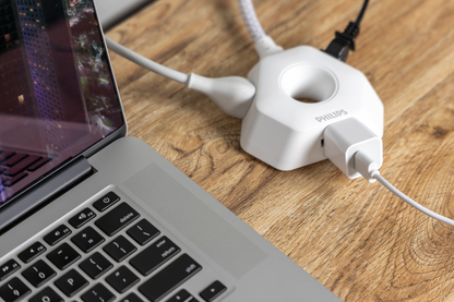Philips EZGrip Indoor Extension Cord with Multiple 3 Prong Outlets, 4 Ft, White