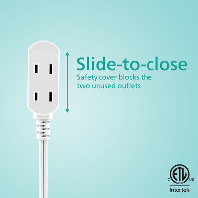 Philips 3-Outlet Extension Cord with Multiple Outlets, 6 Ft, 2 Pack
