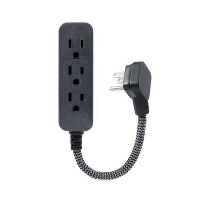 Philips 3-Outlet Grounded Mini Extension Cord, Flat Plug, Black