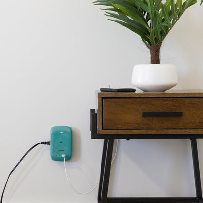 Philips 6-Outlet Tap with Device Shelf, 450J, 2USB (2.4A), Teal, 2pk