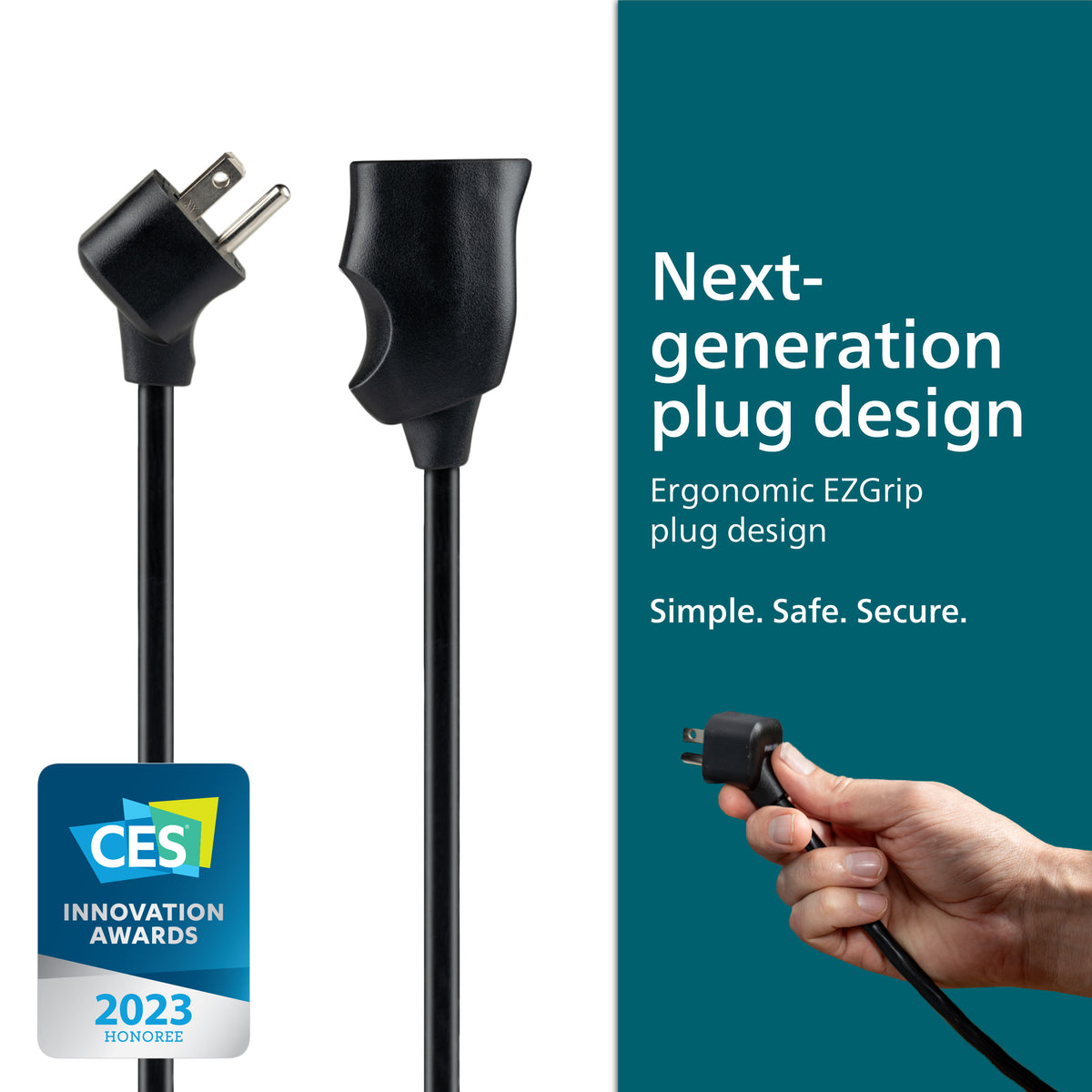 Philips 1-Outlet EZGrip Grounded Extension Cord, 25 ft., Outdoor, Black