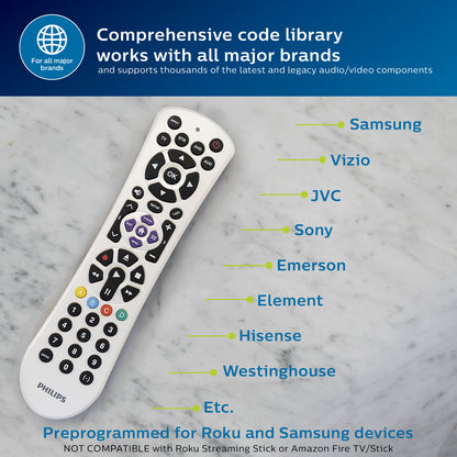 Philips 4-Device Universal Remote, Pearl White