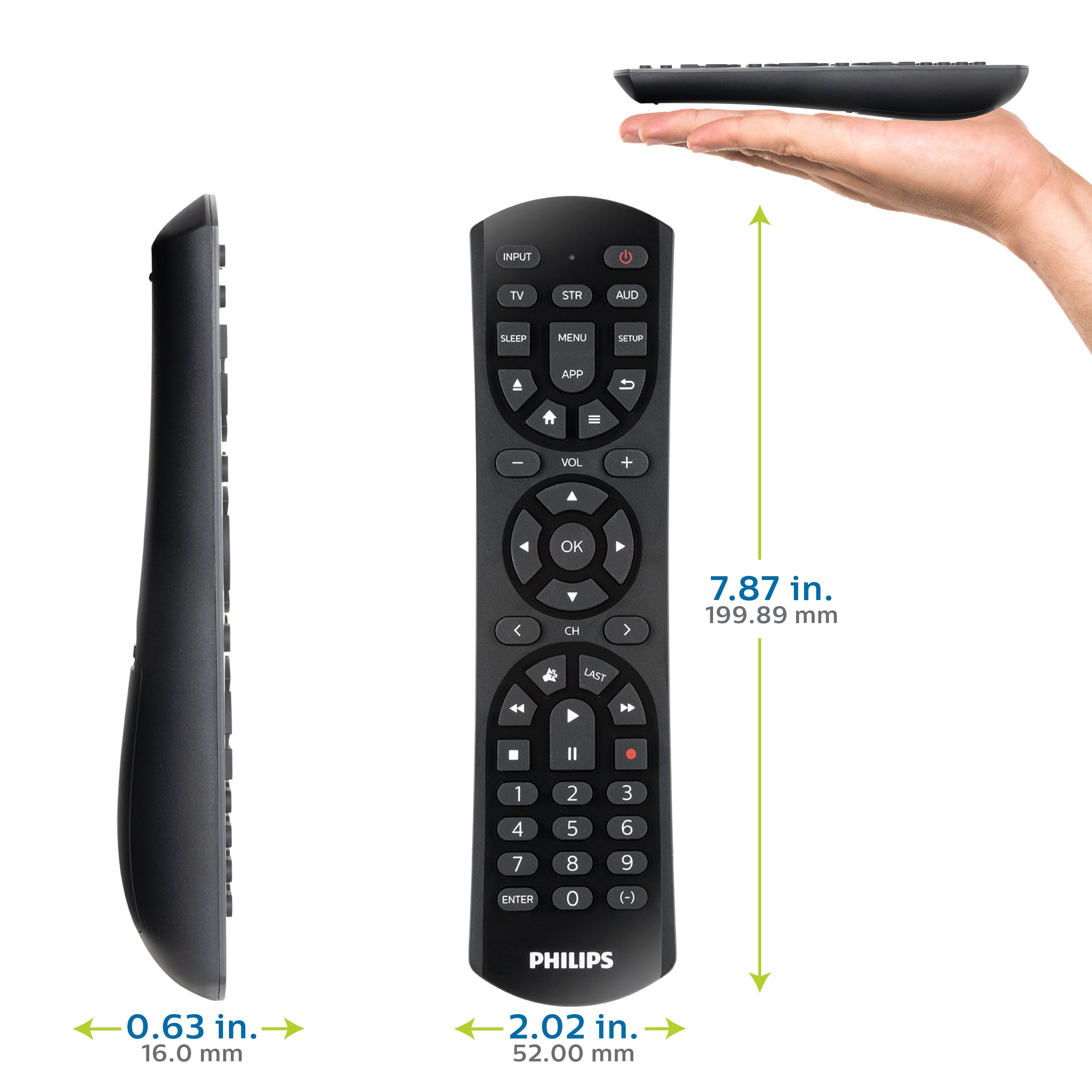 Philips 3-Device Universal Remote, 2-Tone Black