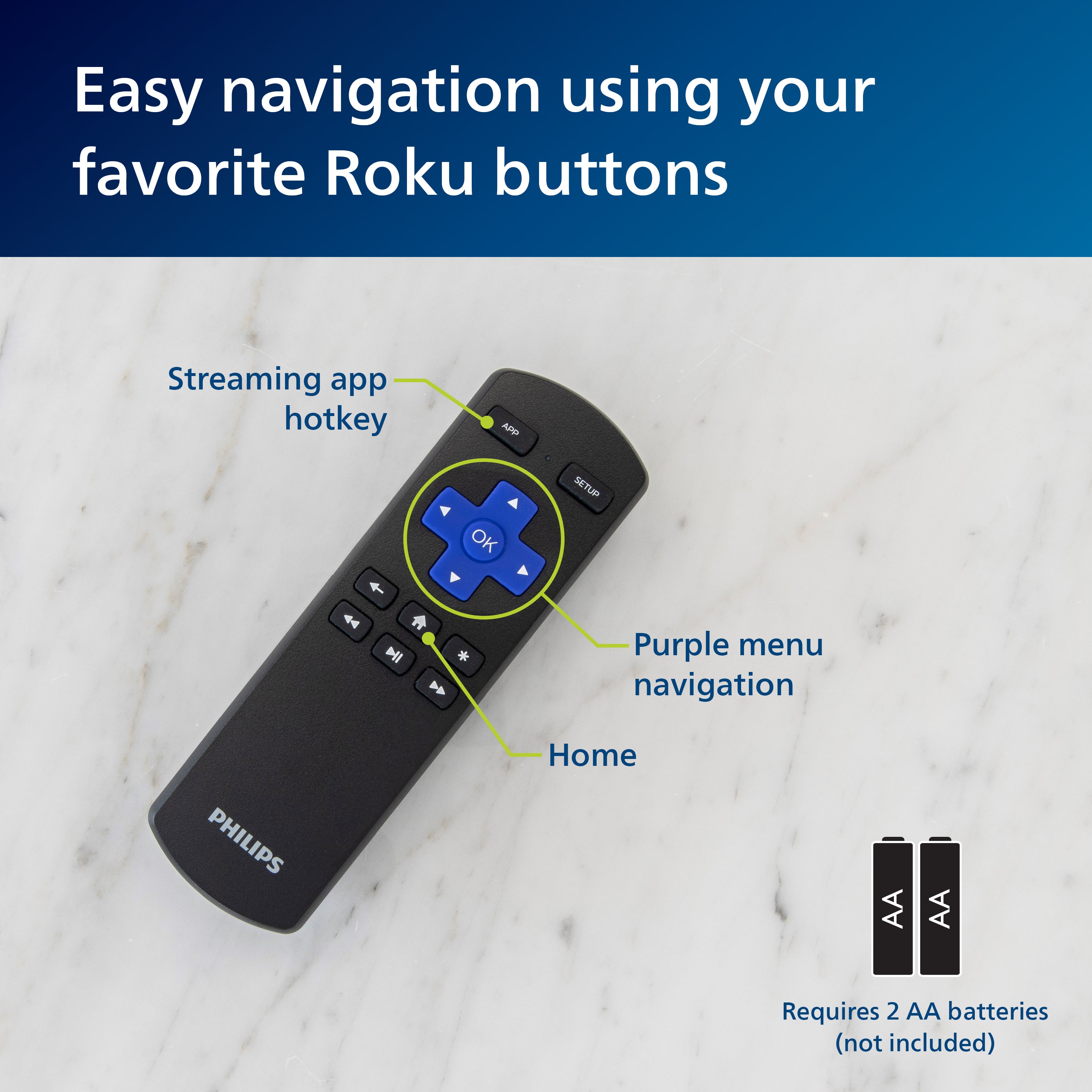 Philips Roku Replacement Remote, Black