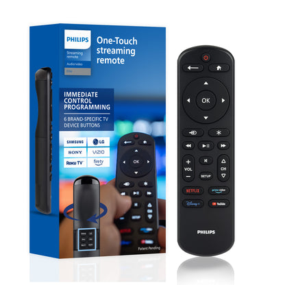 Philips OneTouch Streaming Replacement Remote Control, Streaming, Backlit, Black