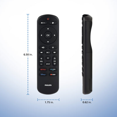 Philips OneTouch Streaming Replacement Remote Control, Streaming, Backlit, Black