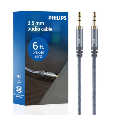 Philips Elite 6ft. 3.5mm Cable, Silver