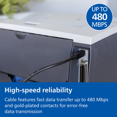 Philips 6 ft. USB-C to USB-B Device Cable, Black