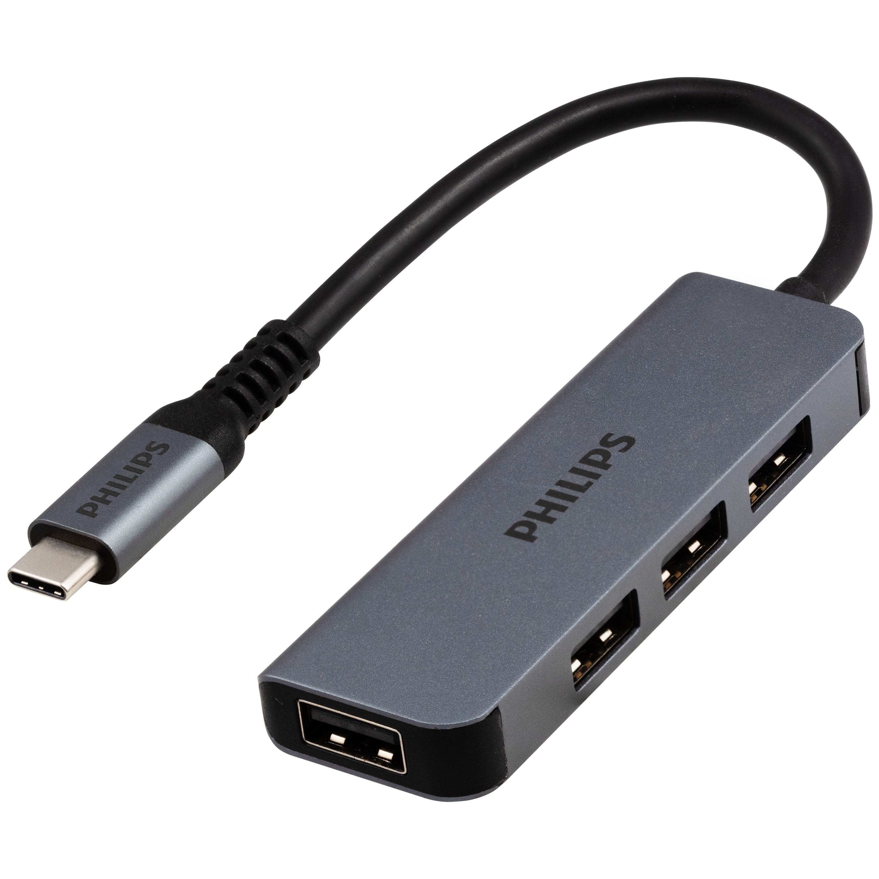 Philips USB-C to USB-A 4-Port Hub, silver, 3pk