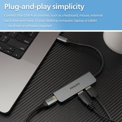 Philips USB-C to USB-A 4-Port Hub, silver, 12pk