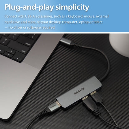 Philips USB-C to USB-A 4-Port Hub, silver, 3pk