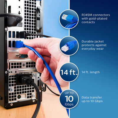 Philips Elite Cat6 Streaming Internet Cable – 14 ft.