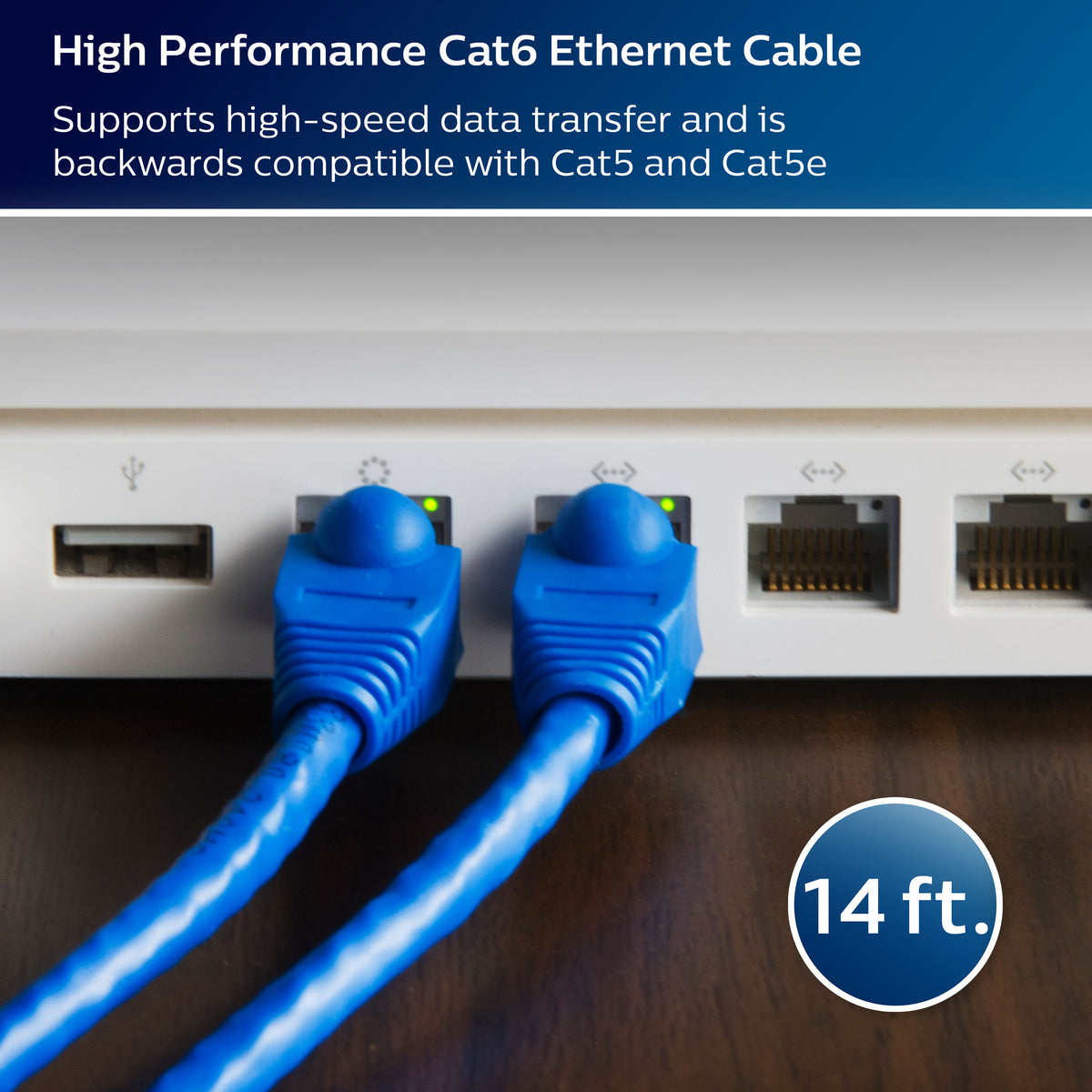 Philips Elite Cat6 Streaming Internet Cable – 14 ft.