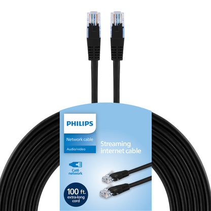 Philips Network Cable, Cat6, 100ft, Black