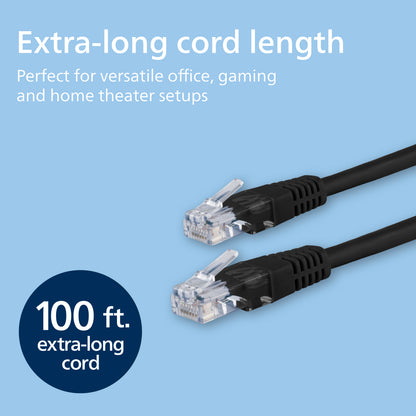 Philips Network Cable, Cat6, 100ft, Black