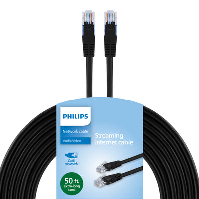 Philips Network Cable, Cat6, 50ft, Black