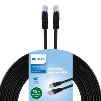 Philips Network Cable, Cat6, 50ft, Black