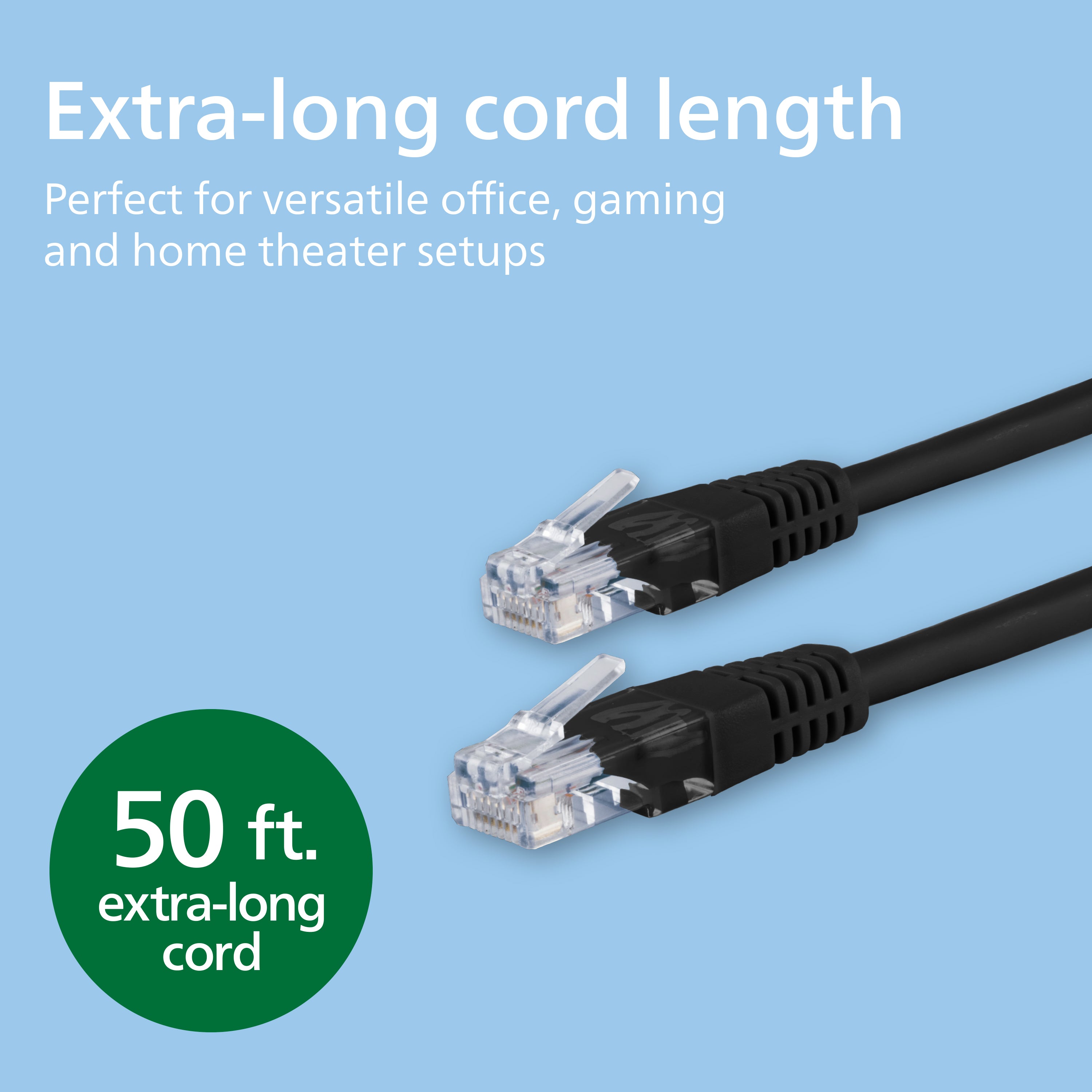 Philips Network Cable, Cat6, 50ft, Black