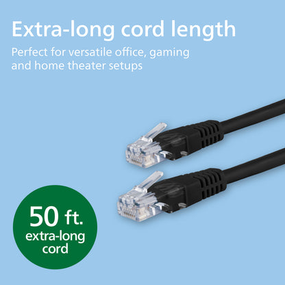 Philips Network Cable, Cat6, 50ft, Black