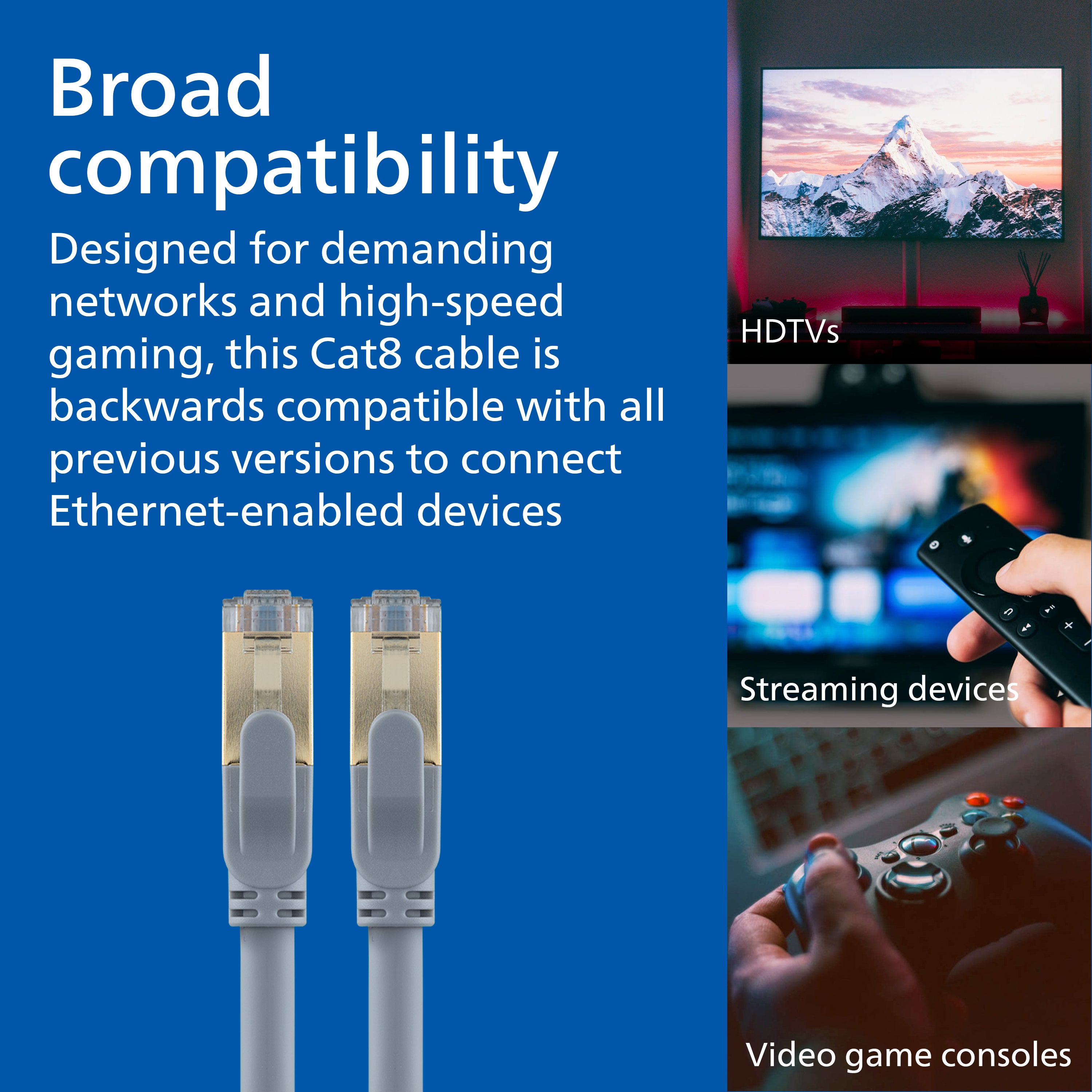 Philips Cat8 Streaming Internet Cable, Gray, 5ft.