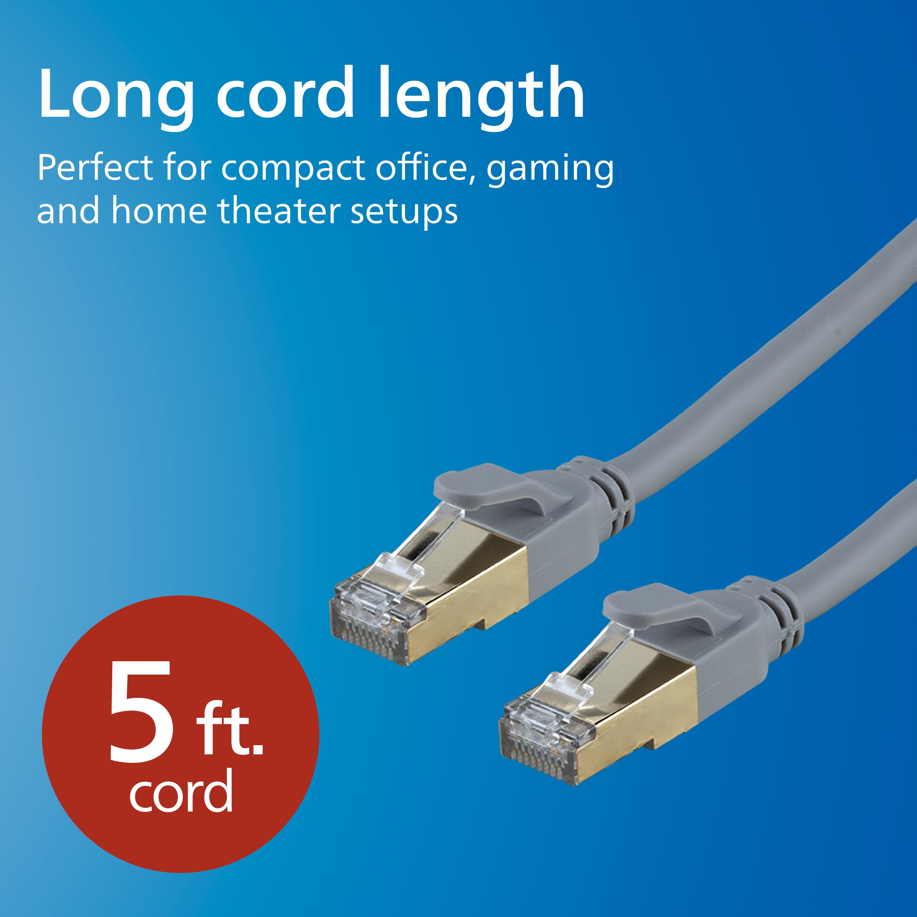 Philips Cat8 Streaming Internet Cable, Gray, 5ft.