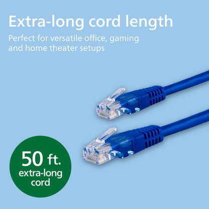 Philips Network Cable, Cat6, 50ft, Blue