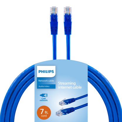 Philips Elite Cat6 Streaming Internet Cable, 7ft., Blue