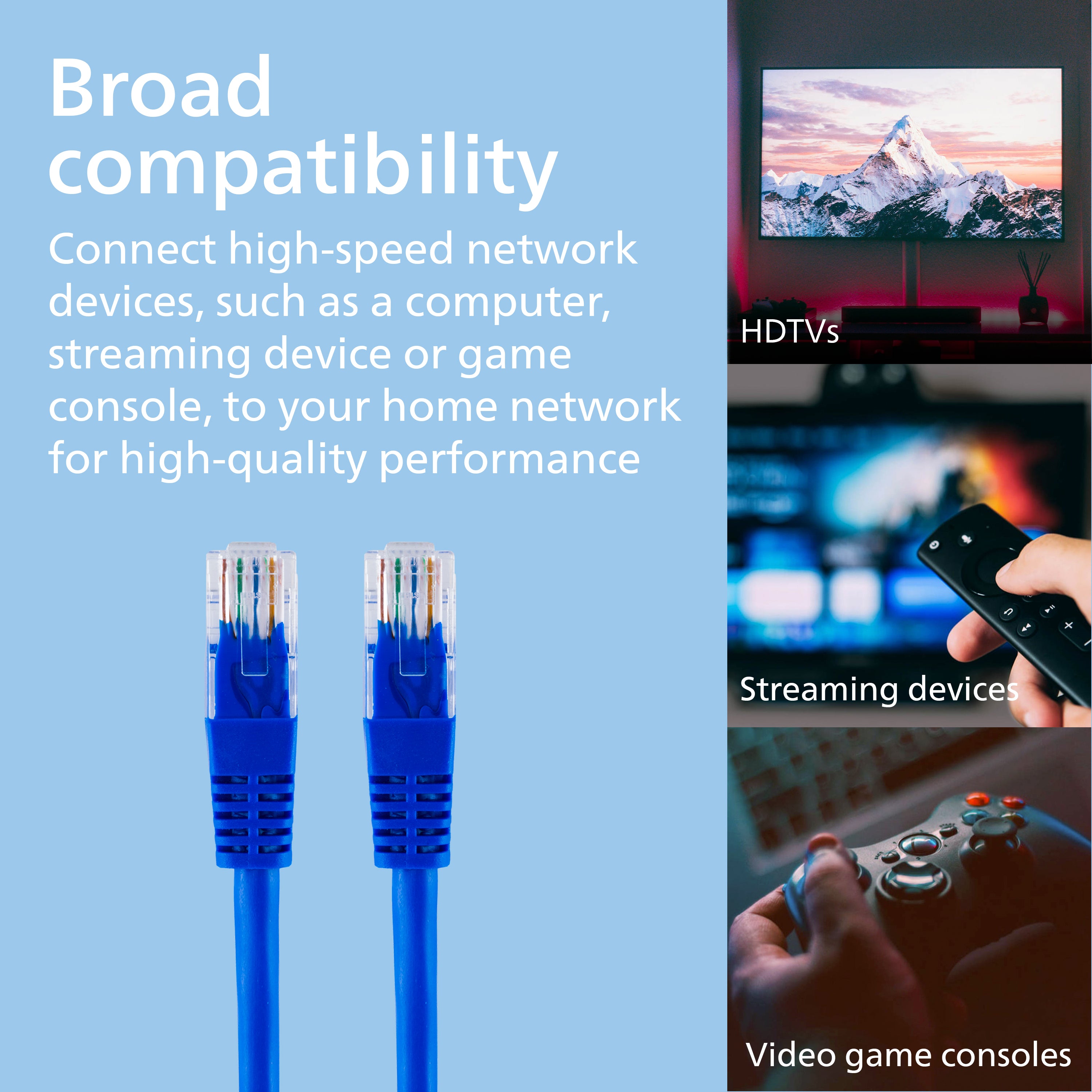 Philips Elite Cat6 Streaming Internet Cable, 7ft., Blue