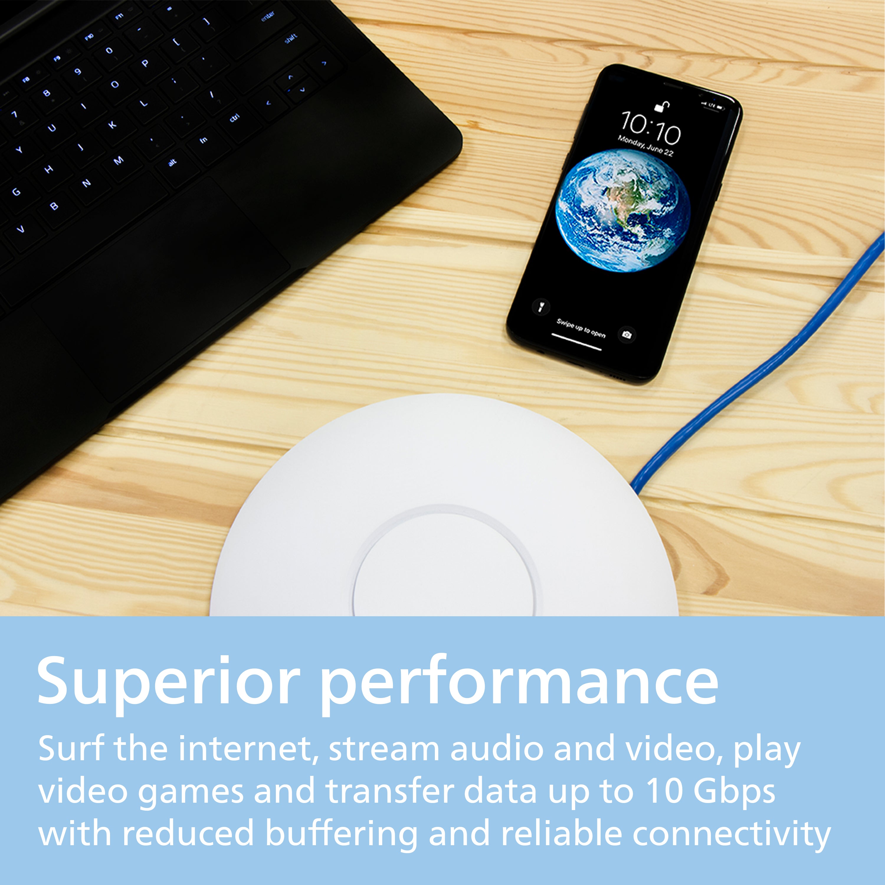 Philips Elite Cat6 Streaming Internet Cable, 7ft., Blue