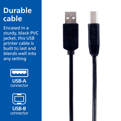 Philips USB 2.0 Device Cable, 6 ft.