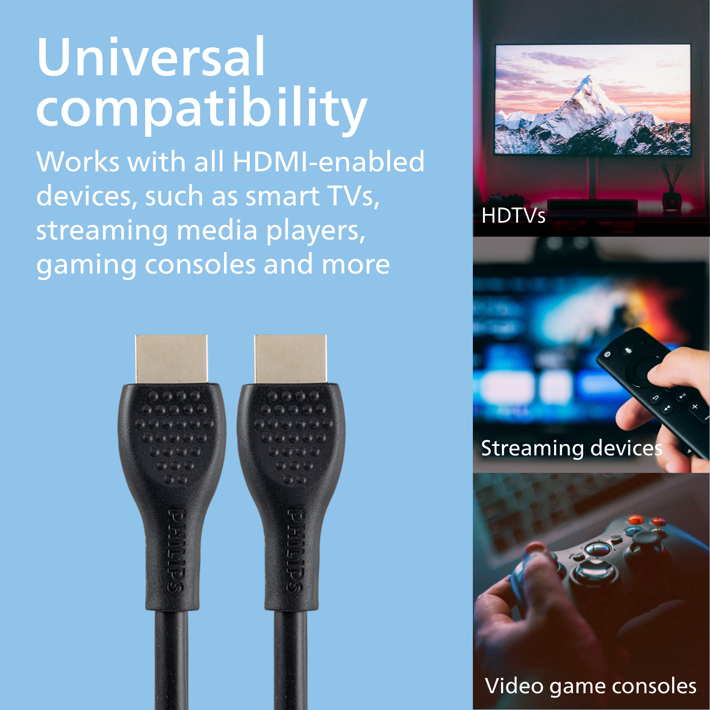 Philips 4 ft. HDMI Cable with Ethernet, 2pk