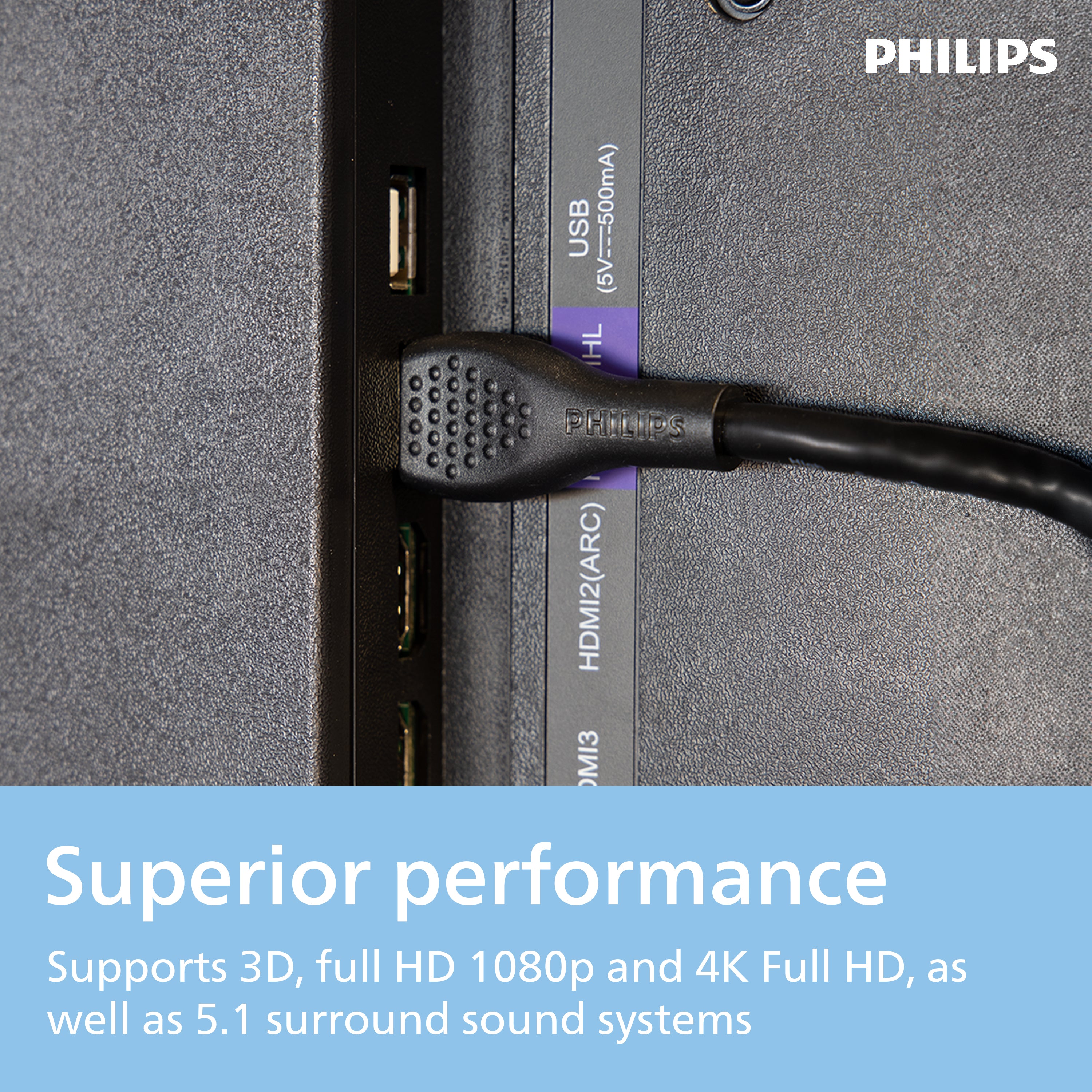 Philips 4 ft. HDMI Cable with Ethernet, 2pk