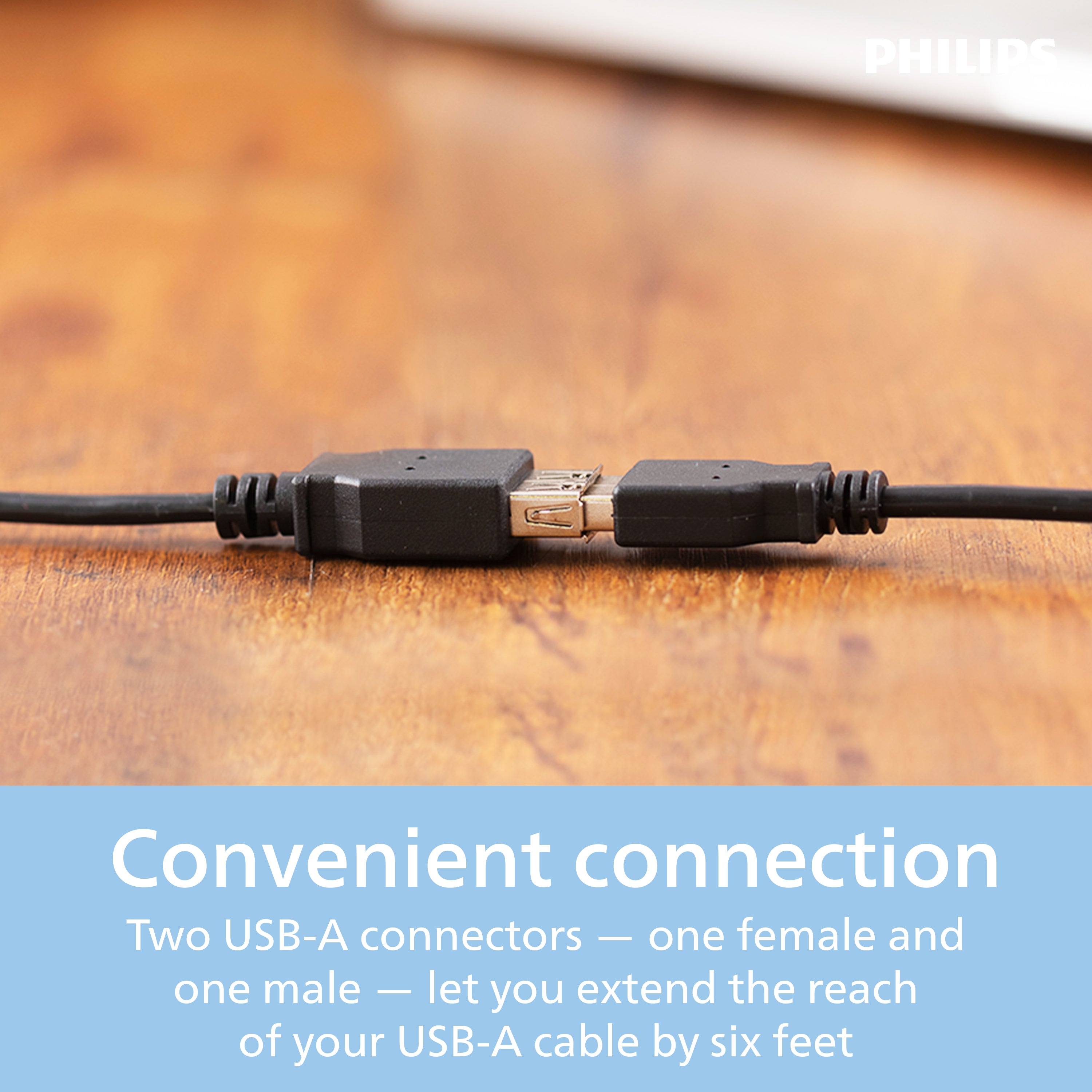 Philips 6ft. USB Extension Cable, Black