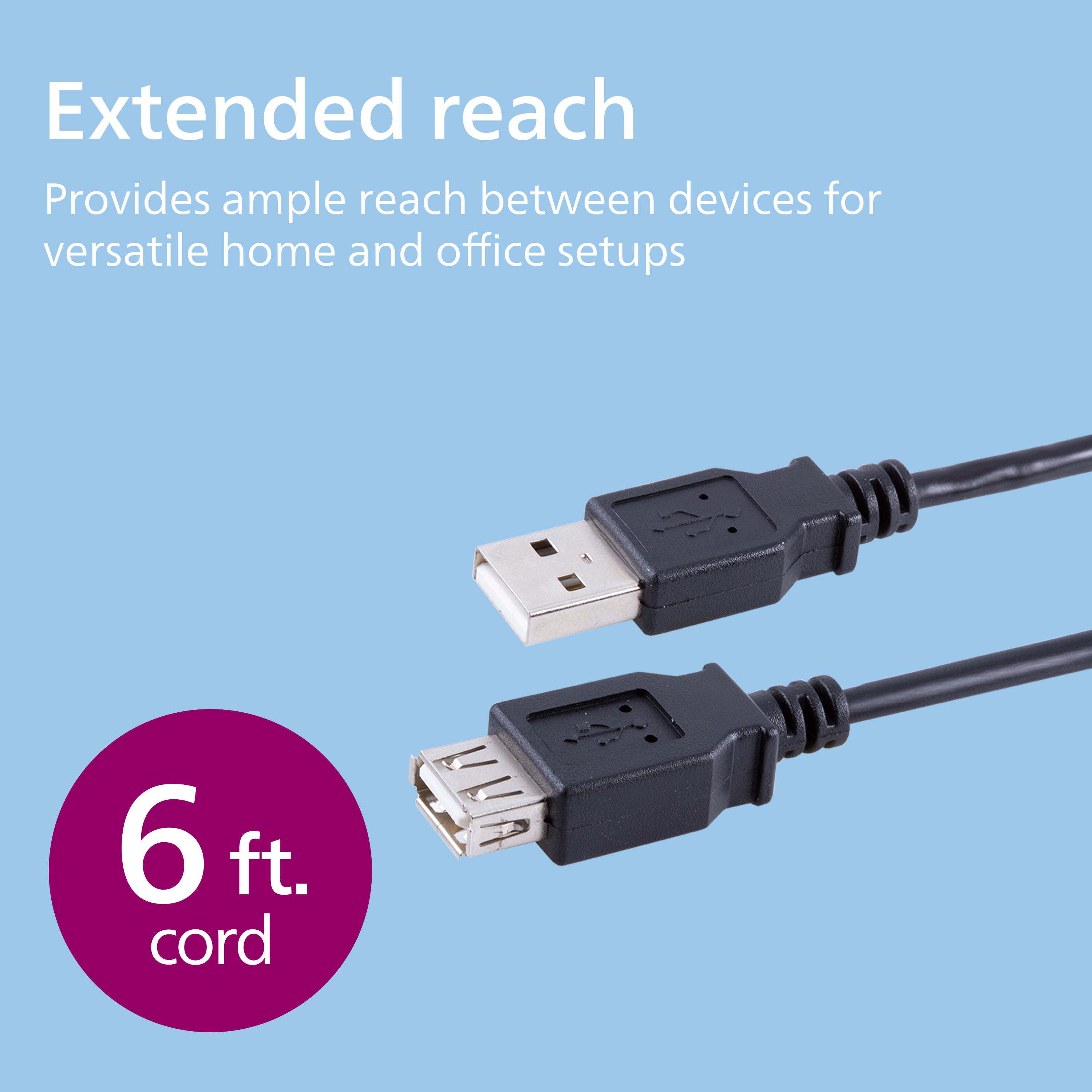 Philips 6ft. USB Extension Cable, Black